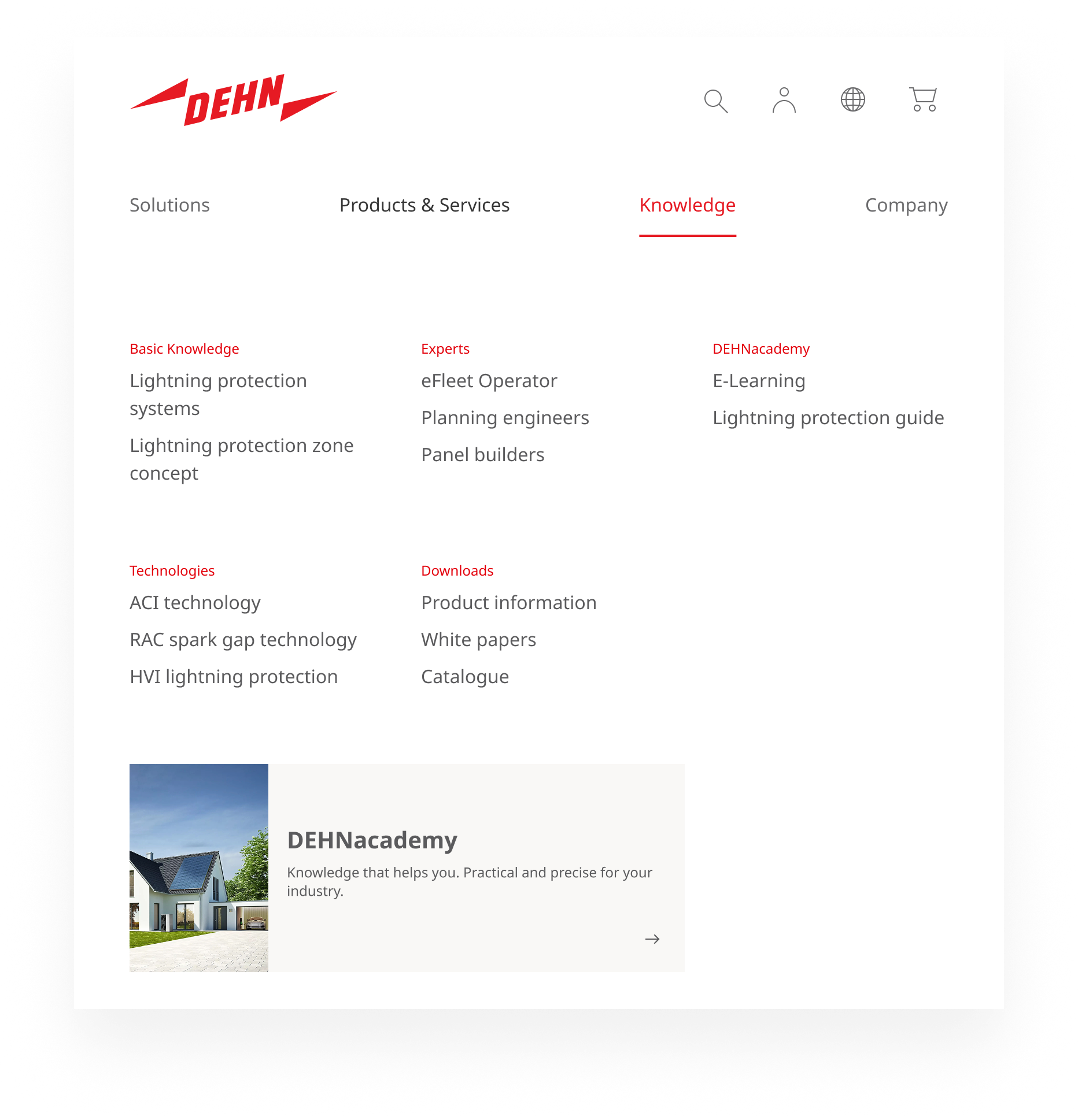 The menu header in medium size